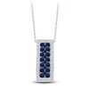 Thumbnail Image 1 of Kallati Blue Natural Sapphire & Diamond Pendant Necklace 1/3 ct tw Round 14K White Gold 18&quot;