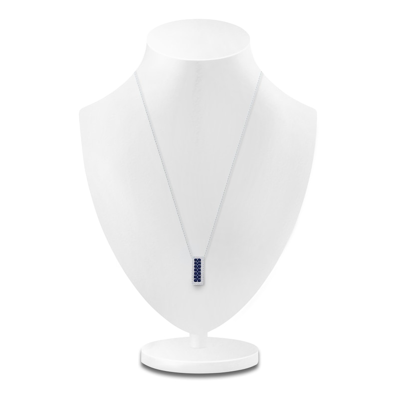 Main Image 3 of Kallati Blue Natural Sapphire & Diamond Pendant Necklace 1/3 ct tw Round 14K White Gold 18&quot;