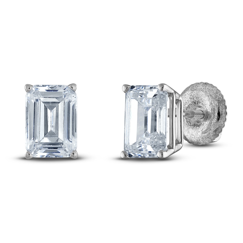 Emerald-Cut Lab-Created Diamond Solitaire Stud Earrings 1 ct tw 14K White Gold (F/SI2)