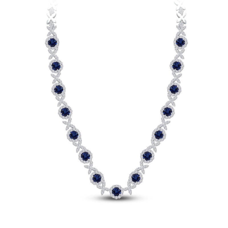 Main Image 2 of Kallati Natural Blue Sapphire & Diamond XO Necklace 8-5/8 ct tw 14K White Gold 16"