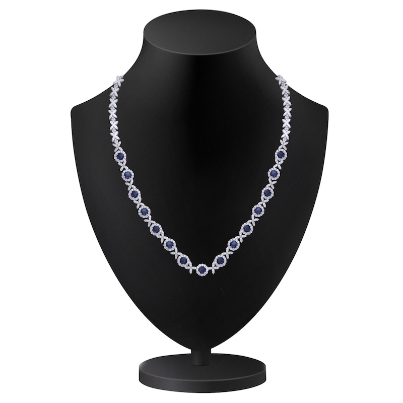 Main Image 4 of Kallati Natural Blue Sapphire & Diamond XO Necklace 8-5/8 ct tw 14K White Gold 16"