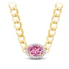 Thumbnail Image 1 of Kallati Oval-Cut Natural Pink Sapphire & Diamond Chain Necklace 1/2 ct tw 14K Yellow Gold 17"