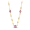 Thumbnail Image 2 of Kallati Oval-Cut Natural Pink Sapphire & Diamond Chain Necklace 1/2 ct tw 14K Yellow Gold 17"