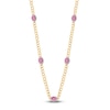 Thumbnail Image 3 of Kallati Oval-Cut Natural Pink Sapphire & Diamond Chain Necklace 1/2 ct tw 14K Yellow Gold 17"