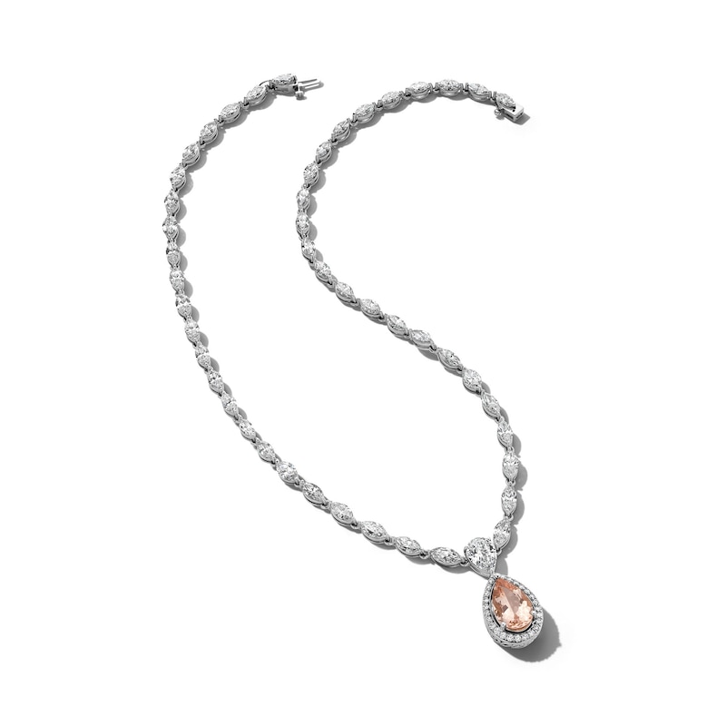 Main Image 3 of Jared Atelier Pear-Shaped Natural Morganite & Diamond Necklace 19-1/3 ct tw Platinum 17"