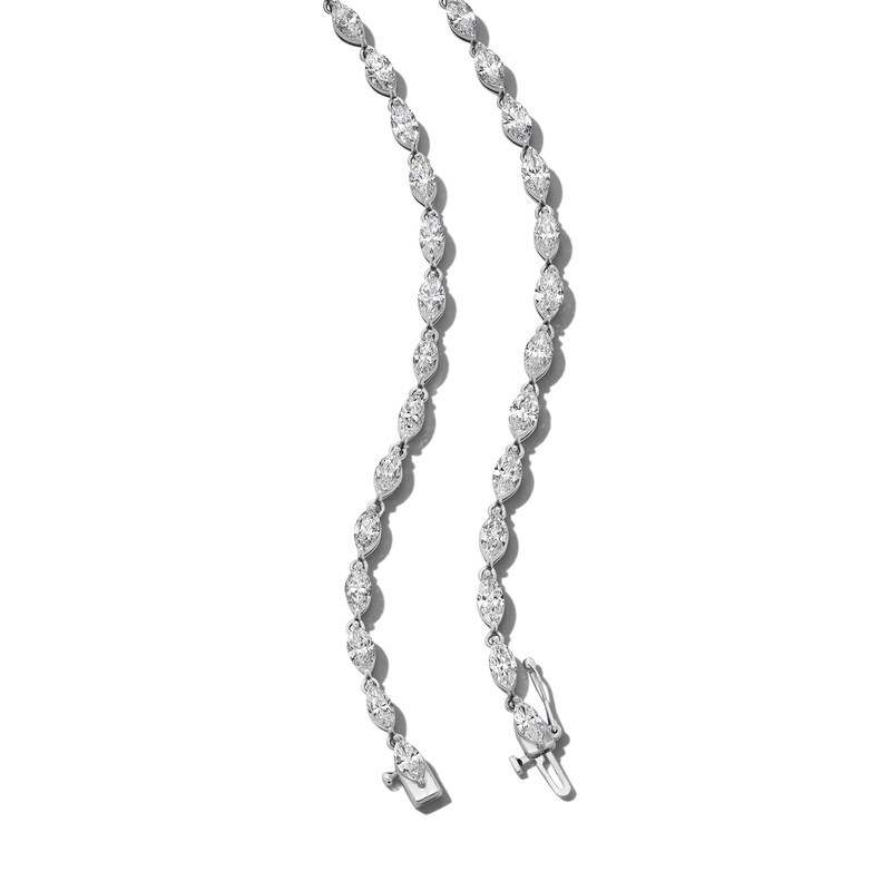 Main Image 4 of Jared Atelier Pear-Shaped Natural Morganite & Diamond Necklace 19-1/3 ct tw Platinum 17"
