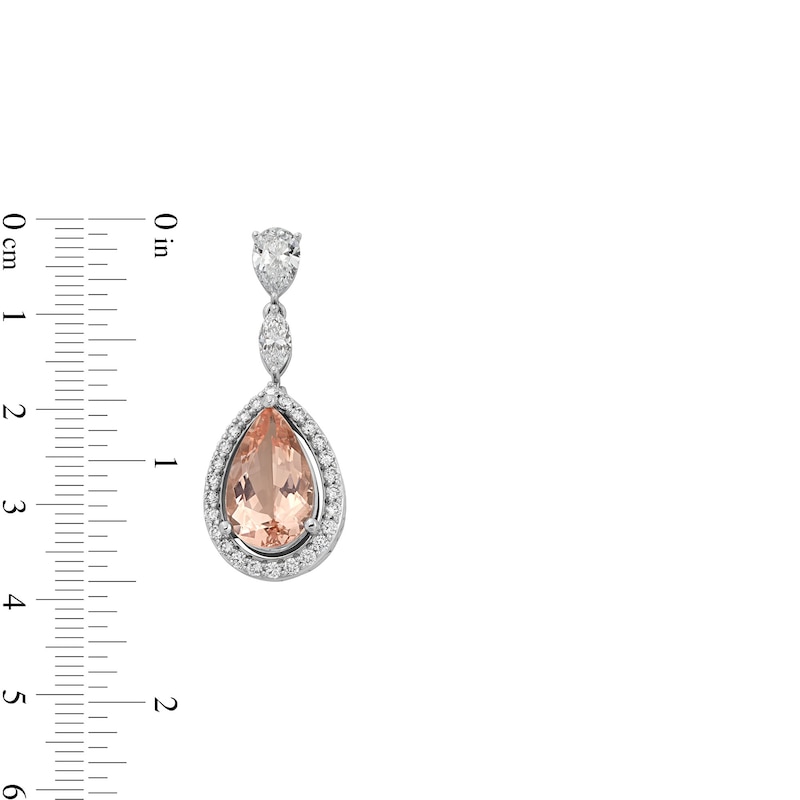 Main Image 3 of Jared Atelier Pear-Shaped Natural Morganite & Diamond Drop Earrings 3 ct tw Platinum