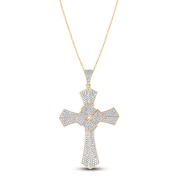 Diamond Knot Cross Necklace 1 ct tw 14K Yellow Gold 18"