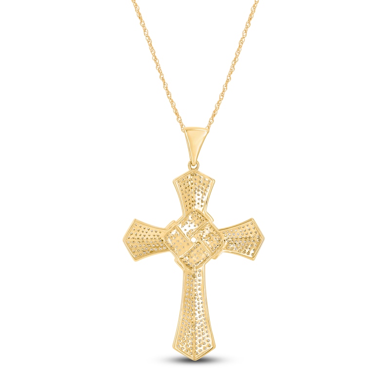 Diamond Knot Cross Necklace 1 ct tw 14K Yellow Gold 18"