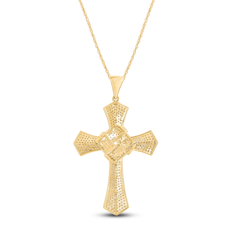 Main Image 3 of Diamond Knot Cross Necklace 1 ct tw 14K Yellow Gold 18"