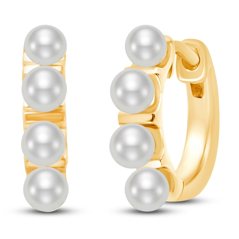 Main Image 2 of Children's Cultured Pearl Hoop Earrings 14K Yellow Gold