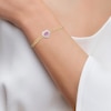 Thumbnail Image 2 of Kallati Heart-Shaped Natural Pink Sapphire & Diamond Chain Bracelet 1/4 ct tw 14K Yellow Gold 7"