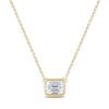 Thumbnail Image 0 of Emerald-Cut Lab-Created Diamond Bezel-Set Solitaire Necklace 1 ct tw 18K Yellow Gold 18" (F/VS2)