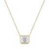 Thumbnail Image 1 of Square-Emerald-Cut Lab-Grown Diamond Bezel-Set Solitaire Necklace 1 ct tw 18K Yellow Gold 18" (F/VS2)