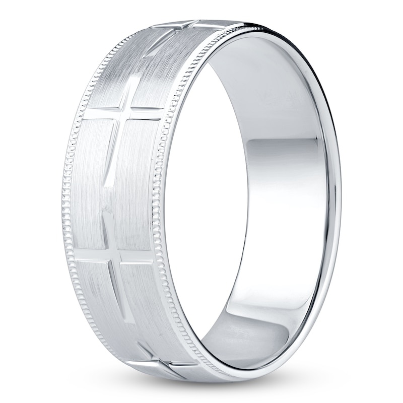 Main Image 2 of Men's Cross Wedding Band 14K White Gold