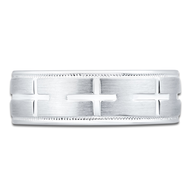 Main Image 3 of Men's Cross Wedding Band 14K White Gold