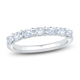 Certified Oval-Cut Diamond Anniversary Ring 5/8 ct tw 14K White Gold