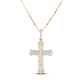 Diamond Cross Necklace 1/3 ct tw 14K Yellow Gold 18"