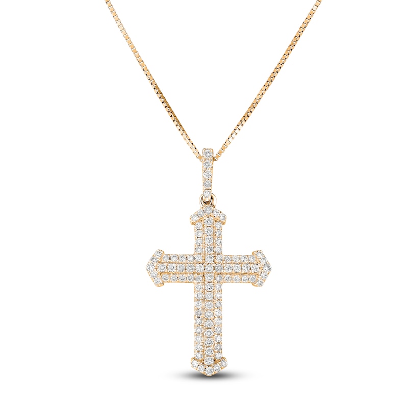 Main Image 1 of Diamond Cross Necklace 1/3 ct tw 14K Yellow Gold 18"