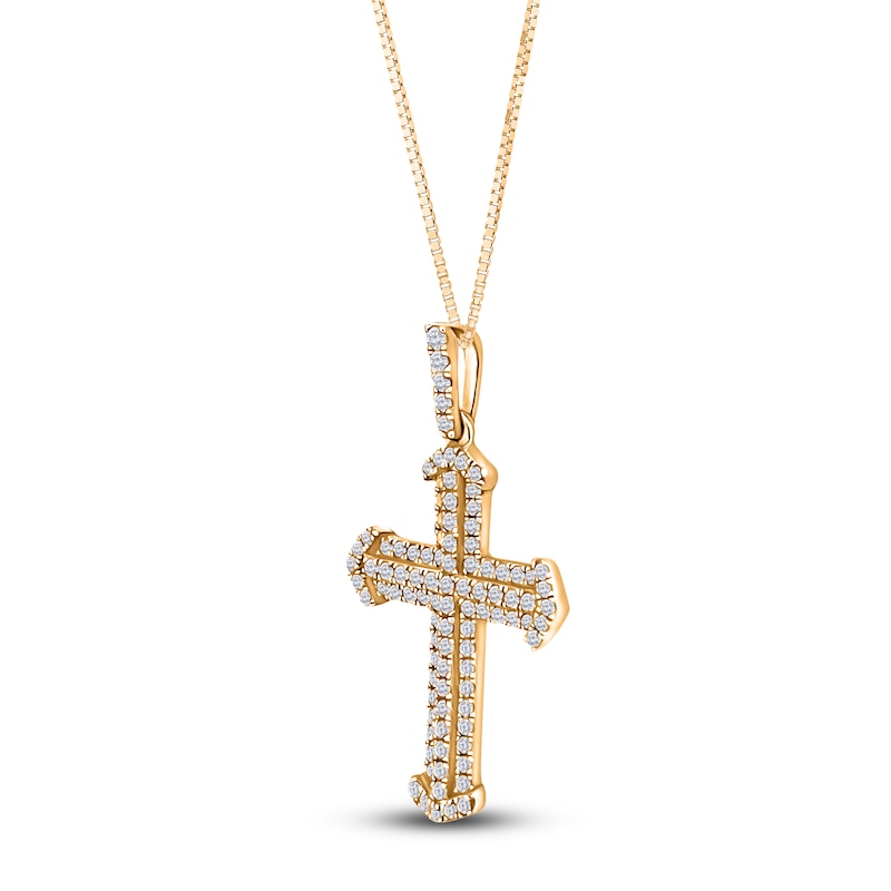 Main Image 2 of Diamond Cross Necklace 1/3 ct tw 14K Yellow Gold 18"