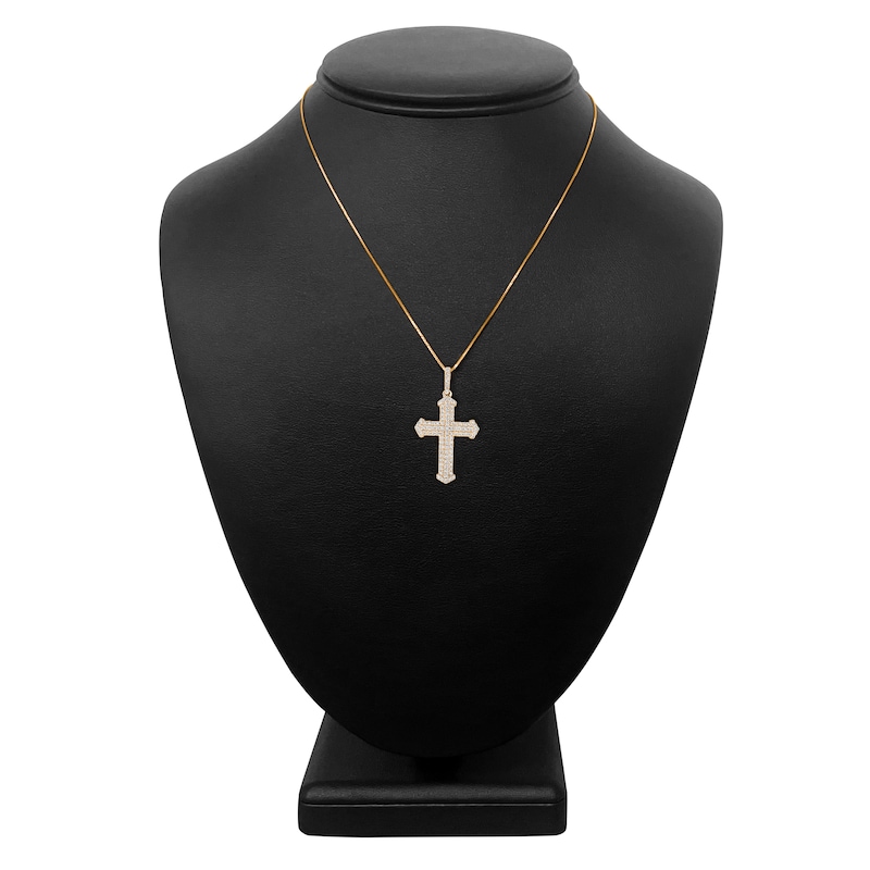 Main Image 4 of Diamond Cross Necklace 1/3 ct tw 14K Yellow Gold 18"