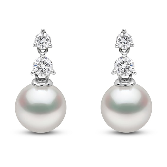 Yoko London Akoya Cultured Pearl & Diamond Earrings 1/6 ct tw 18K White Gold