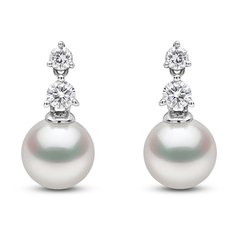 Main Image 1 of Yoko London Akoya Cultured Pearl & Diamond Earrings 1/6 ct tw 18K White Gold