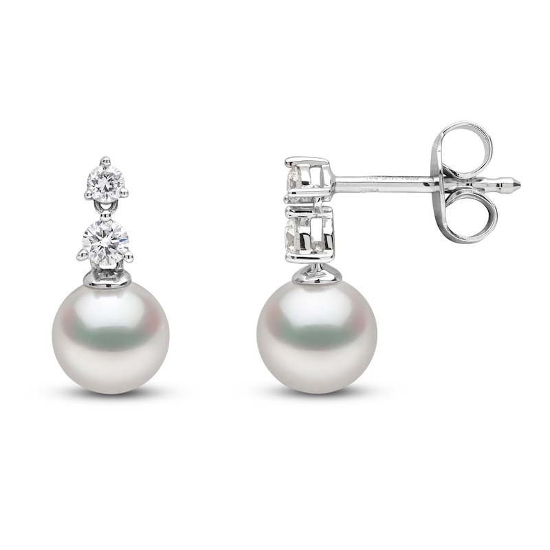 Main Image 2 of Yoko London Akoya Cultured Pearl & Diamond Earrings 1/6 ct tw 18K White Gold
