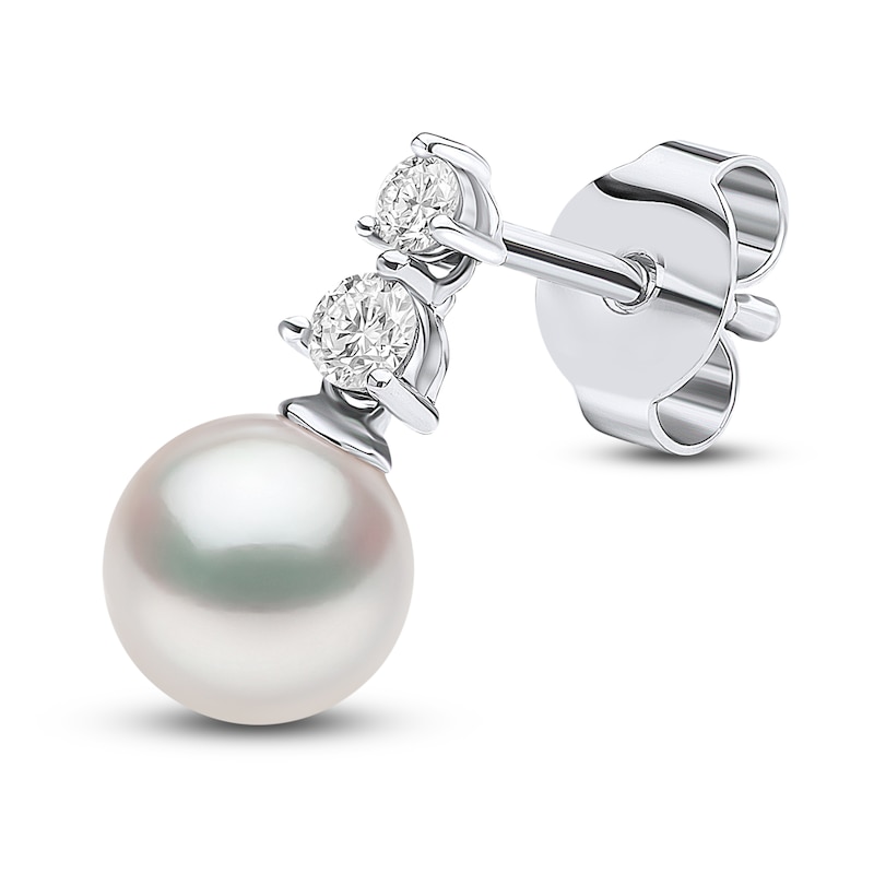 Main Image 3 of Yoko London Akoya Cultured Pearl & Diamond Earrings 1/6 ct tw 18K White Gold