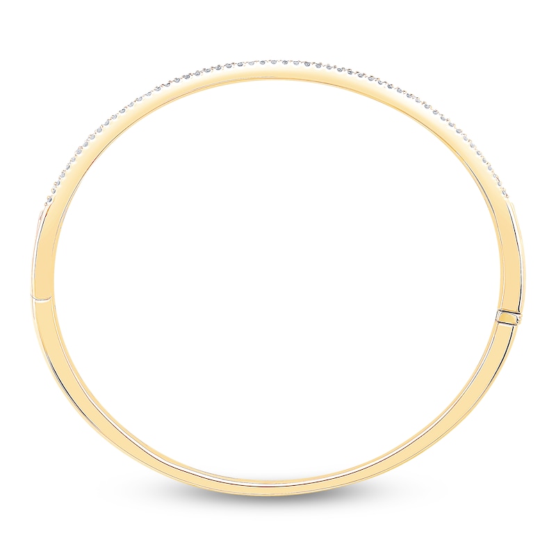 Main Image 3 of Baguette & Round-Cut Diamond Bangle Bracelet 1-1/2 ct tw 10K Yellow Gold