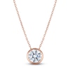 Thumbnail Image 1 of Certified Round-Cut Diamond Bezel-Set Solitaire Necklace 1-1/2 ct tw 14K Rose Gold 18" (I1/I)