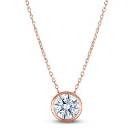 Certified Round-Cut Diamond Bezel-Set Solitaire Necklace 1-1/2 ct tw 14K Rose Gold 18" (I1/I)
