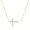 Thumbnail Image 1 of Diamond Sideways Cross Necklace 1/15 ct tw 10K Yellow Gold 18"