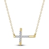 Thumbnail Image 2 of Diamond Sideways Cross Necklace 1/15 ct tw 10K Yellow Gold 18"