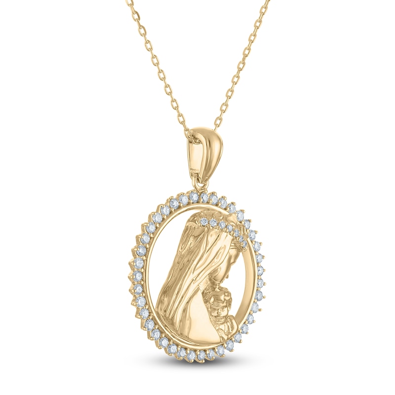 Main Image 2 of Diamond Our Lady of Guadalupe & Child Necklace 1/3 ct tw 10K Yellow Gold 18"
