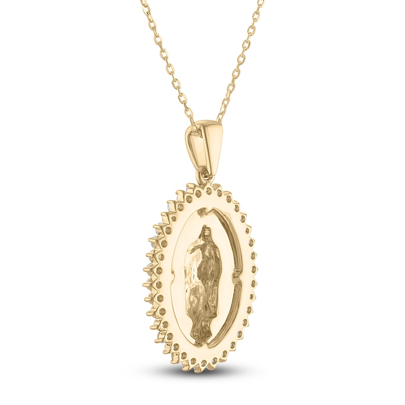 Main Image 3 of Diamond Our Lady of Guadalupe Oval Necklace 1/3 ct tw 10K Yellow Gold 18"