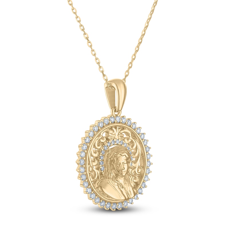 Main Image 2 of Diamond Our Lady of Guadalupe Filigree Necklace 1/3 ct tw 10K Yellow Gold 18"