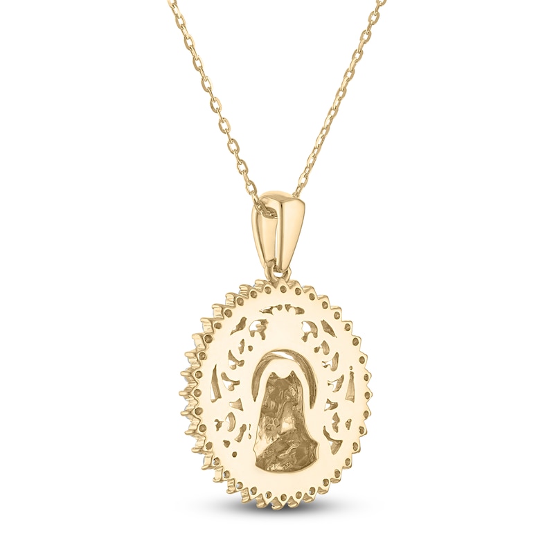 Main Image 3 of Diamond Our Lady of Guadalupe Filigree Necklace 1/3 ct tw 10K Yellow Gold 18"