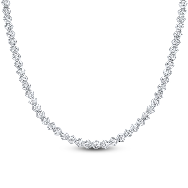 Main Image 1 of Men's Diamond Hexagon Link Tennis Necklace 2 ct tw Sterling Silver 20"