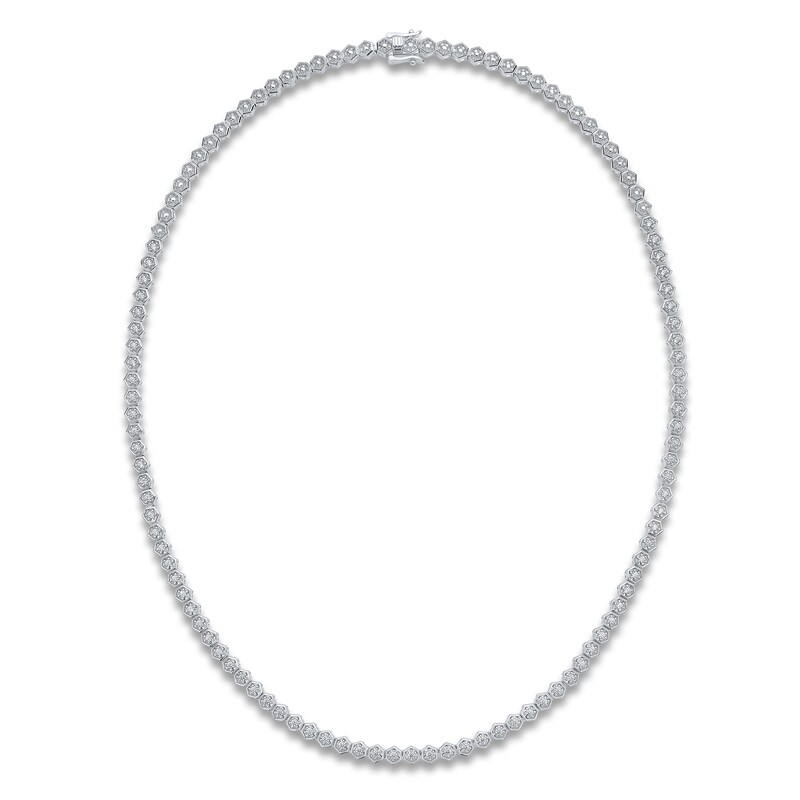 Main Image 2 of Men's Diamond Hexagon Link Tennis Necklace 2 ct tw Sterling Silver 20"