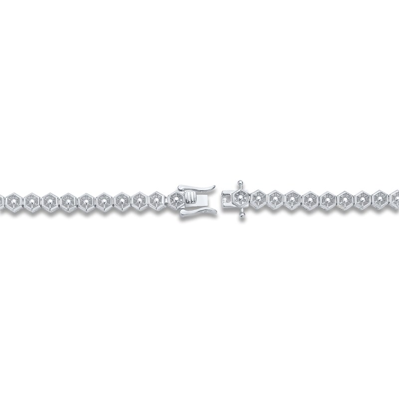 Main Image 3 of Men's Diamond Hexagon Link Tennis Necklace 2 ct tw Sterling Silver 20"
