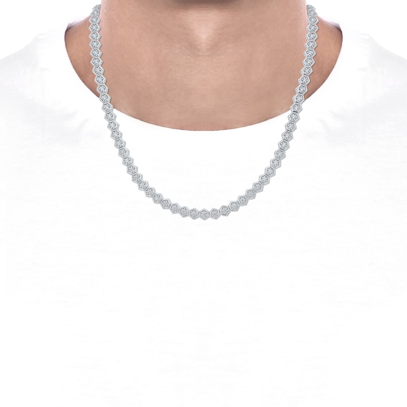 Main Image 4 of Men's Diamond Hexagon Link Tennis Necklace 2 ct tw Sterling Silver 20"