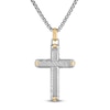 Thumbnail Image 1 of Forged by Jared Men's Cross Necklace Damascus Steel, Sterling Silver & 18K Yellow Gold 24"