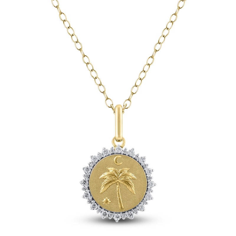 Main Image 1 of Diamond Beach Scene Necklace 1/4 ct tw 10K Yellow Gold 18"