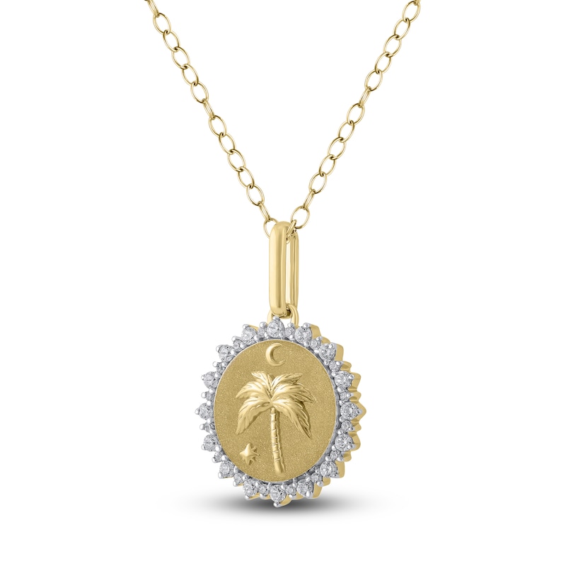 Main Image 2 of Diamond Beach Scene Necklace 1/4 ct tw 10K Yellow Gold 18"