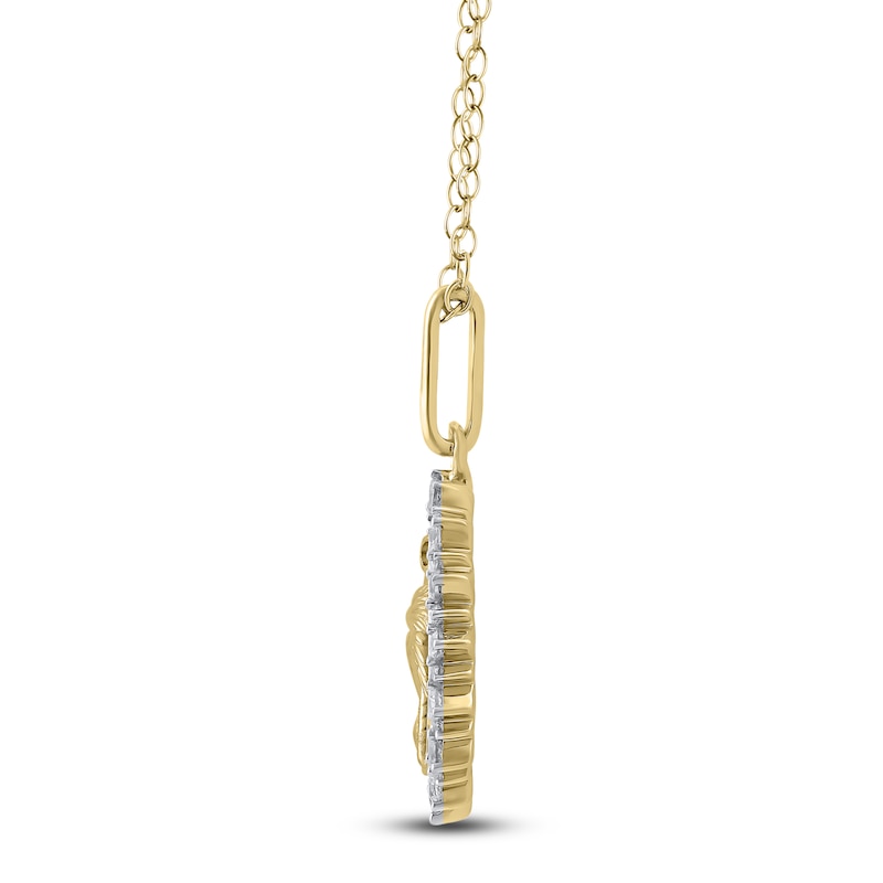 Main Image 3 of Diamond Beach Scene Necklace 1/4 ct tw 10K Yellow Gold 18"
