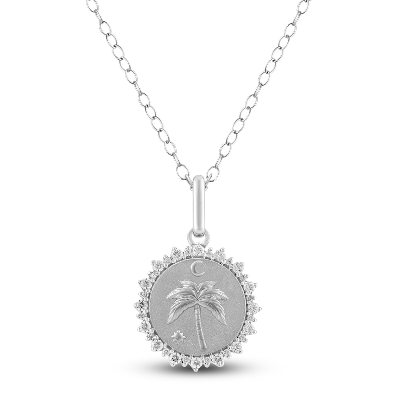Main Image 1 of Diamond Beach Scene Necklace 1/4 ct tw Sterling Silver 18"