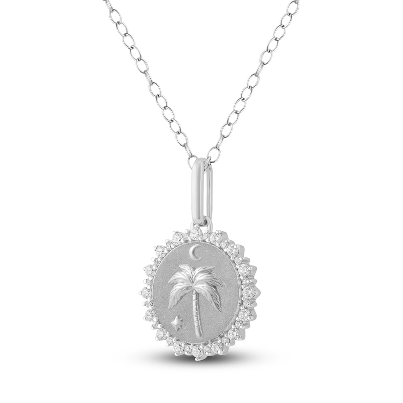 Main Image 2 of Diamond Beach Scene Necklace 1/4 ct tw Sterling Silver 18"