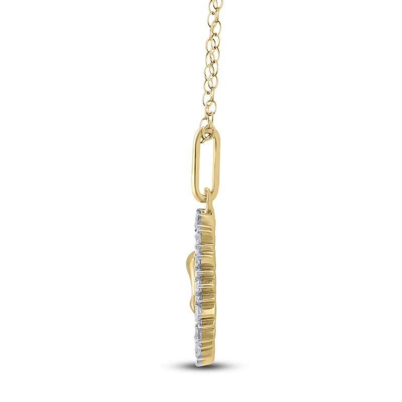 Main Image 3 of Diamond Dolphin Necklace 1/4 ct tw 10K Yellow Gold 18"