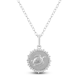 Diamond Turtle Necklace 1/4 ct tw Sterling Silver 18"